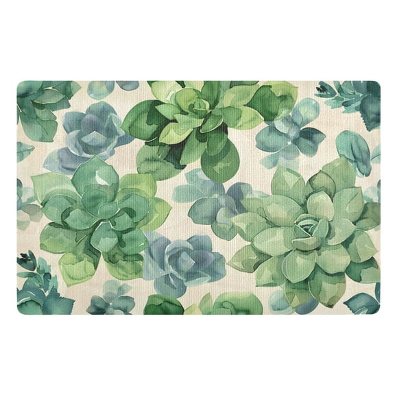 Ryvnso Green Abstract Succulents Door Mats Outdoor Indoor Entrance Low Profile Floor Rugs 32"x20" Carpet