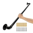 thumbnail image 4 of VEVOR Pipe Stair Handrail, 2ft Staircase Handrail, Industrial Pipe Handrail with Wall Mount Support, Round Corner Wall Handrailings for Indoor, Outdoor, 4 of 9
