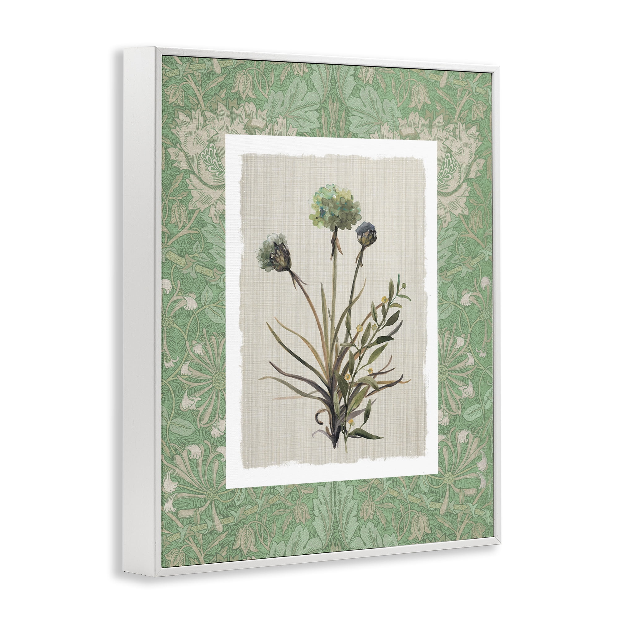 Stupell Industries Vintage Foliage in Green White Framed Giclee Art, design by Carol Robinson