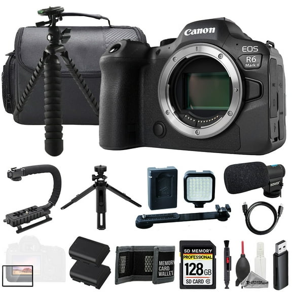 Canon EOS R6 II (Body)   Mic   128GB   Extra Battery  LED Flash- ULTIMATE Kit (International Version)