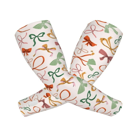 Lsque Colorful Bow Knots Cooling Arm Sleeves for Men & Women -Compression Sleeves to Cover Arms for Working,Sun Sleeves for UV Protection,Breathable, Moisture-Wicking