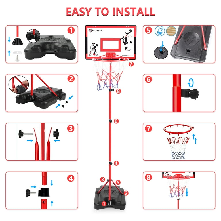 Cshidworld Kids Basketball Hoop Adjustable 3.01-5.64FT