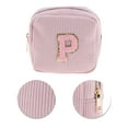 thumbnail image 4 of Unique Bargains 1 Pc Letter P Pattern Makeup Bag for Travel Pink Corduroy, 4 of 6