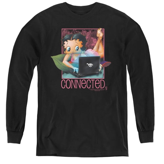 Betty Boop Connected Youth Long Sleeve T-Shirt Tee Black