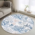 thumbnail image 2 of Area Rug 36in, Blue Coral Shell Starfish Floor Carpet Living Room Rug, Summer Marine Life Non-Slip Welcome Mat Indoor Rugs for Bedroom Dining Room, 2 of 9