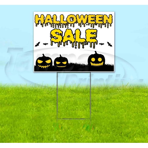Halloween Sale V3 (18" x 24") Yard Sign, Includes Metal Step Stake