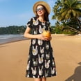 thumbnail image 4 of Naloa Flowe Rooster Print Womens Summer A-Line Dress with Pockets,Short Sleeve Dresses,Flowy Beach Swing Dress for Vacation Travel, 4 of 6