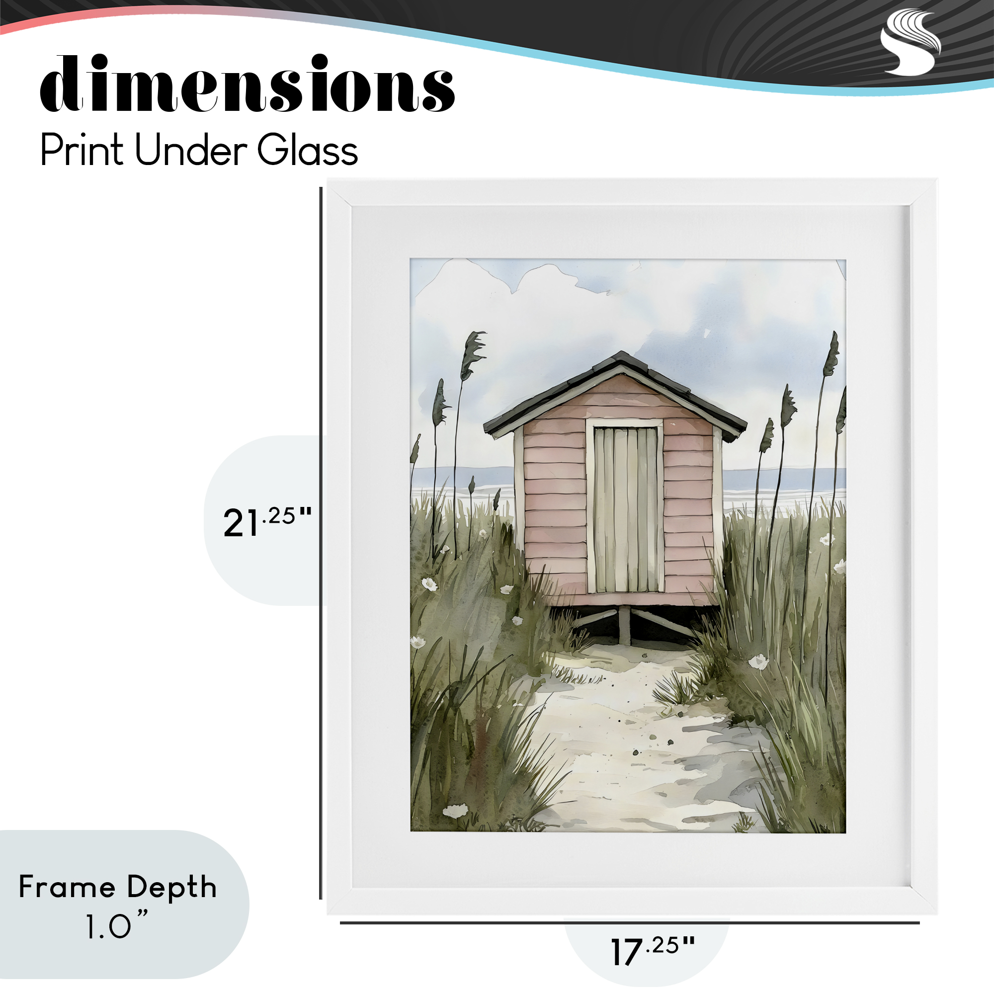 Stupell Industries Coastal Calm Pink Beach Hut White Framed Print Under Glass, design by Riley B