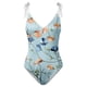 thumbnail image 2 of Gibobby Trajes de Baño Mujer Traje de baño con estampado de flores y cuello en V para mujer Conjuntos de bikini con falda y delantal(Azul,XL), 2 of 4