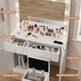 thumbnail image 4 of Haewon 32" Vanity Desk with Large Mirror, LED Lights, AC Outlet, USB Ports, Make up Vanity Desk with Mirror and Lights andDrawer & Storage Cabinet, Vanity Set with Cushioned Stool, 4 of 9