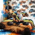 thumbnail image 4 of Meiyoeat Graffiti Monster Truck Queen Comforter Set 3 Pieces for Boys,Checkered Race Flag Comforter Sets Queen,orange green,Reversible,1 Comforter and 2 Pillowcases,1 Comforter and 2 Pillowcases, 4 of 6