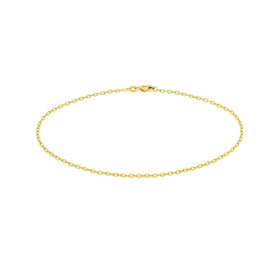 14k Yellow Gold 1.85mm Textured Forzantina Chain Ankle Bracelet Lobster Claw Closure Anklet 10 Inch Anklet for Women and