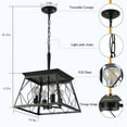 thumbnail image 4 of Farmhouse Rustic Chandeliers,15.7" Walnut Industrial 4-Light Pendant ChandelierAntique Geometric Industrial Hanging Light Bronze（Golden Black）, 4 of 10