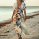 thumbnail image 1 of Vestido Informal de Verano Con Cuello En V y Estampado Floral Para Mujer, Manga Corta, Holgado y Floreado, Ideal Para Diario., 1 of 3