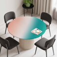 thumbnail image 2 of Teal Pink Ombre Round Fitted Tablecloth with Elastic Edge, Waterproof Table Cloth Table Cover for 45"-54" Tables, Modern Abstract Art Gradient Tablecloths for Dining Picnic Indoor Outdoor, 2 of 9