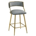 thumbnail image 4 of FFZ 26 inch Corduroy Upholstered Counter Height Bar Stools Golden Chromed Base Set Of 2 Grey, 4 of 9