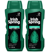 Irish Spring, Body Wash Black Mint, 18oz,.(2 Pack Bundle)