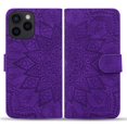 thumbnail image 4 of SaniMore Embossing Flip Wallet Case for iPhone 13 Pro, [RFID Blocking] PU Leather Cover with Card Holder & Kickstand Wrist Strap Magnetic Clasp All-Inclusive Protective Shell, Purple, 4 of 8