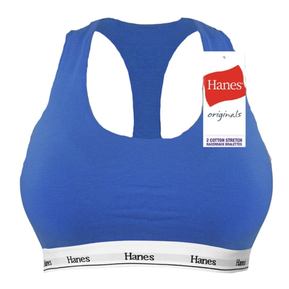 Brasier Hanes para Mujer, Originals Espalda Cruzada Azul Talla CH