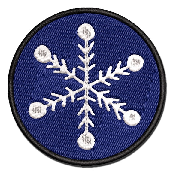 Snowflake Doodle Winter Applique Multi-Color Embroidered Iron-On Patch - 2.5 Inch Small