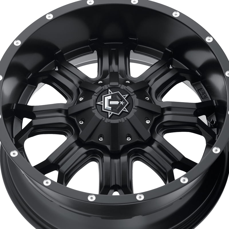 TIS TIS535B Satin Black with CNC Milled Lip Accents and Chrome Star Cap Wheel 17X9