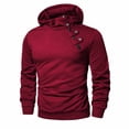 thumbnail image 4 of Hoodies for Men Solid Color Long Sleeve Slim Fit Pullover Sweatshirt Casual Fashion Button Zipper Open Close Gym Sports Sweatshirt Warm Fall Winter Top, 4 of 6
