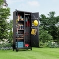 thumbnail image 7 of 71" Metal Tools Storage Cabinet with Doors and Shelves, Outdoor Storage Sheds with Lock, Black Cleaning Supplies Organization Cabinet with Hanging Rod for Garage, Outdoor,$$Garden & Patio, 7 of 7