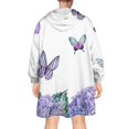 thumbnail image 2 of Purple Flower Butterfly Pattern Wearable Oversized Blanket,Wearable Blanket Hoodie for Adults,Cozy Hooded Blankets with Super Pockets,Super Warm Fuzzy Pullover for Women & Men, 2 of 6
