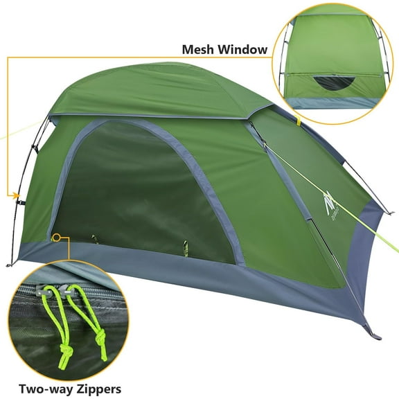 1 Person Tent for Backpacking - Lightweight Single Person Hiking Tent with Skylight & Waterproof Rainfly & Ground Vents, Easy Setup One Man Small Tent for Camping Backpacking Hiking