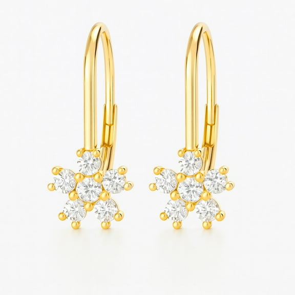 Amy and Annette Lever Back Earrings with Crystals in 18K Gold Plated