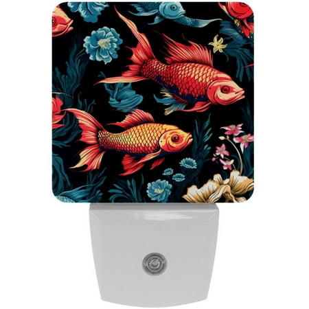

Fish Square LED Night Lights - Small Portable Lighting for Any Room - Energy Efficient & Long-lasting - for Bedroom Bathroom and Hallway