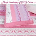 thumbnail image 2 of Cozy Line Home Fashions Butterfly Knit Print Pink Purple Cotton Quilt Bedding Set with Décor Throw Pillows, 6 Piece Queen, 2 of 9