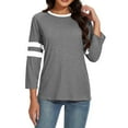 thumbnail image 4 of KIHOUT New Arrivals Women's 3/4 Length Sleeve Tops Trendy Dressy Casual Summer Tops Blouses Patchwork Striped Comfy Tees, 4 of 5