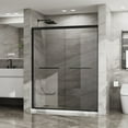 thumbnail image 2 of Double Sliding Glass Shower Door 60"x72" Matte Black, Aluminum Framed Enclosure - SGCC Tempered Glass, Stainless Steel Hardware, Waterproof & Reversible, 2 of 8