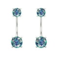 thumbnail image 3 of 3 ct Screw-Back Stud Earrings for Women | 6.5mm Round Cut Blue Moissanite | 18K White Gold, 3 of 5