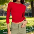 thumbnail image 2 of Dagugfen Sports Casual Tops for Women Fitness Stretchy Crew Neck Spandex Tops Daily Wear Base Layer Shirts, 2 of 7