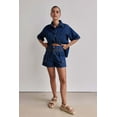 thumbnail image 5 of Womens 2 Piece Outfits Short Sleeve Button Down Crop Blue Jean Shirts High Waist Denim Shorts Sets Dark Blue XXL, 5 of 8