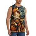 thumbnail image 2 of Uemuo Starry Night Guitar Dog Pattern Men's Sleeveless T-Shirt,Muscle Athletic Tank Top, Moisture-wicking Quick-dry Breathable Classic Tee Top for Gym Run Outdoor Sports-3X-Large, 2 of 8
