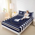 thumbnail image 4 of Feelyou Cartoon Ocean Sailboat Bed Sheets for Boy, Marine Nautical King Sheets, Navy Abstract Lines Sheet Set, Microfiber Bedroom Decor, 4pcs, 4 of 7