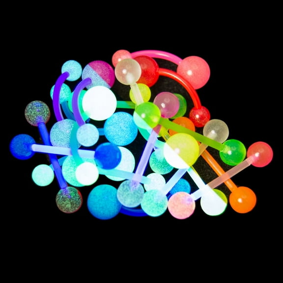 20pcs Glow Flexible Body Jewelry - 14ga Bioflex/Acrylic Belly and Straight Bars