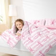 thumbnail image 5 of Meiyoeat Sweet Bow Letter P Bedding Comforter Set 7 Pieces for Girls Toddlers, Lovely Stripe Full Bedding Set, Light Pink White,Pink Reversible, 5 of 6