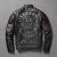 thumbnail image 4 of CC Shop.Brand skull cowhide coat.Y2K black slim genuine leather jacket,Rider leather cloth.Chaqueta de cuero esqueleto, 4 of 4