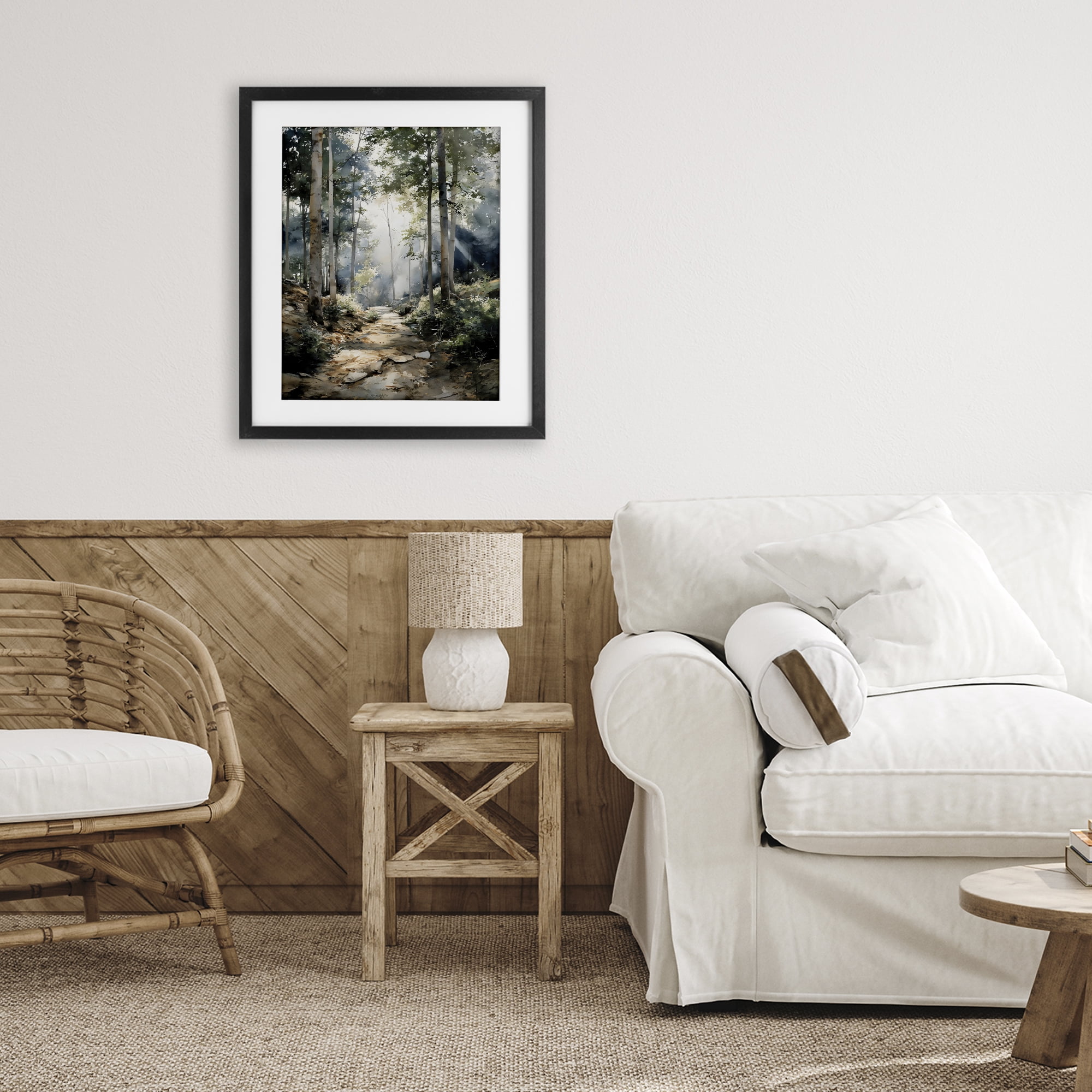 Stupell Industries Through The Woods Pathway Black Framed Print Under Glass, design by Franklyn Gregory