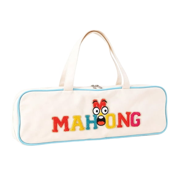 Tdxkok Portable Mahjong Tile Storage Bag Zipper Carrying Case Cute Letter Design for Travel Party Game Storage A