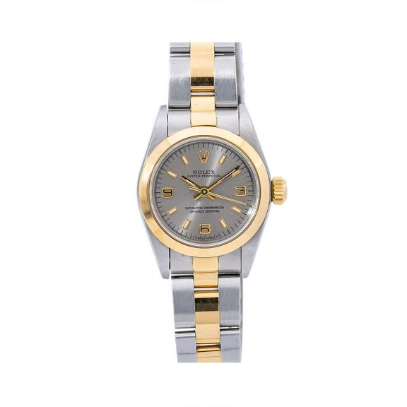 Pre-Owned Rolex Oyster Perpetual 67183 24MM Silver Dial With Two Tone Oyster Bracelet