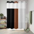 thumbnail image 6 of No Hook Shower Curtain, Black Brown Shower Curtains for Bathroom with See Through Top Window, Contemporary Striped Boho Art Waterproof & Washable Bath Curtain Extra Long 72"x84", 6 of 9