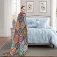 thumbnail image 5 of Bohemian Retro Cube Flower Blanket Soft flannel Throw Blanket Plush Weighted Blankets for Couch Bed Living Room, 5 of 6