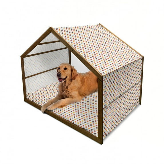 Basketball Pet House, Ball Pattern in Earthen Tones Competition Sports Professional League Game Player, Outdoor & Indoor Portable Dog Kennel with Pillow and Cover, 5 Sizes, Multicolor, by Ambesonne