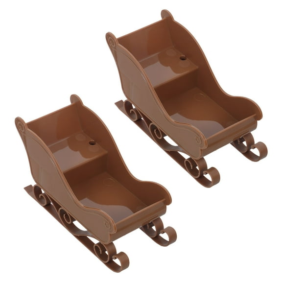 WRITWAA 2Pcs Versatile Brown Santa Sleigh Decoration for Christmas Tree Skirt and Holiday Decor