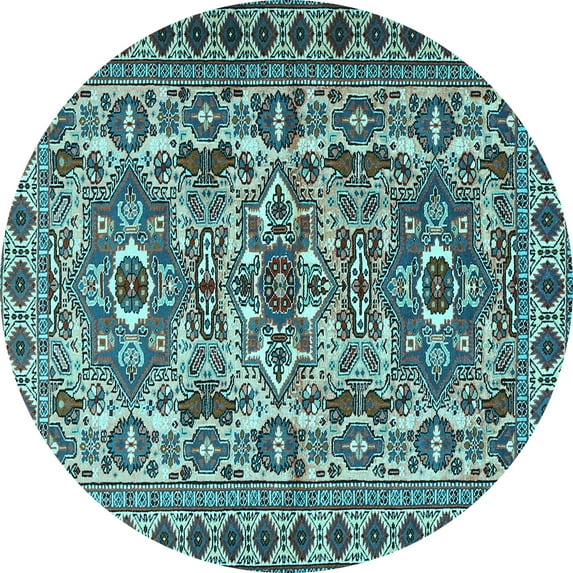 Ahgly Company Indoor Round Persian Light Blue Traditional Area Rugs, 8' Round